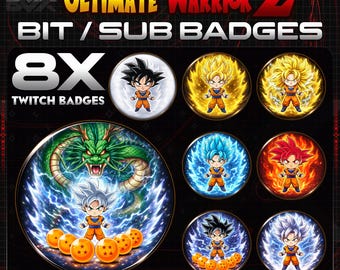 Anime Warrior Twitch Badges | 8x Fantasy Energy Stream Icons (Digital Download)