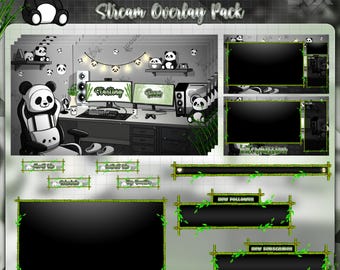 Panda Animated Twitch Overlay Pack | Cozy Gaming Stream Package (Digital Download)