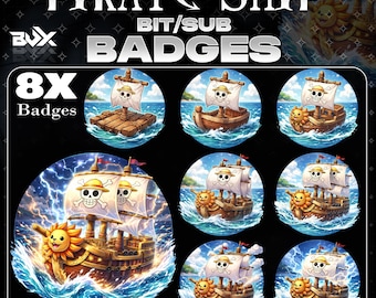 Pirate Ship Bit & Sub Badges | 8x Stream Subscriber Badges | Twitch Badges | Discord Server Badges | Gaming Stream Icons