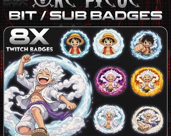 Anime Pirate Twitch Badges | 8x Cloud Power Stream Icons (Digital Download)