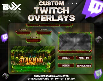 Custom Animated Stream Overlay Package, Custom Twitch Overlays, Logo, Alerts, Panels, Vtuber Screens