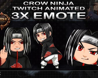 Shadow Crow Ninja Emotes | Red Eye Shinobi Anime Twitch Emote Pack | Savage Animated Reactions