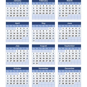 May include: A 2026 calendar with each month displayed in a separate box. The calendar grid shows days of the week, dates, and the year. The layout is simple and easy to read, with a blue header.