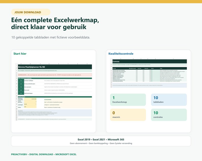 Smart Meal Planner Excel NL BE | Weekly Menu, Recipe Bank, Inventory ...