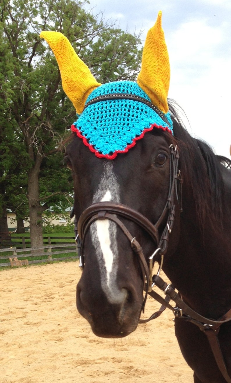 Scalloped Fly Bonnet PATTERN, Crochet Horse Bonnet, Horse Size, Easy, Photo Tutorial image 5