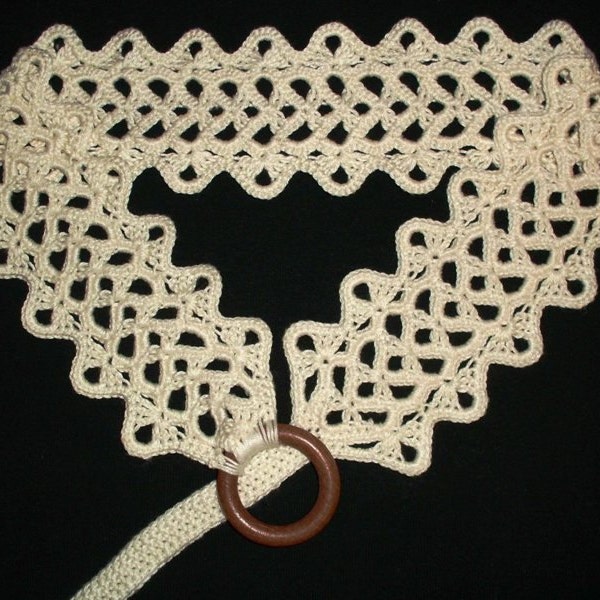BELT with wooden ring - adjustable crochet PDF PATTERN for any size