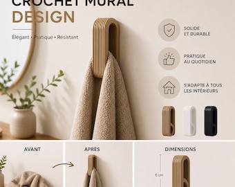 Porte-serviette/veste mural design-Impression 3D