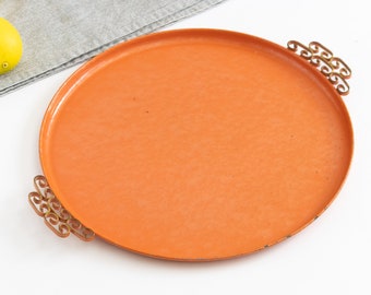 Kyes Moire Round Bar Tray | 1960s Cocktail Serving Tray