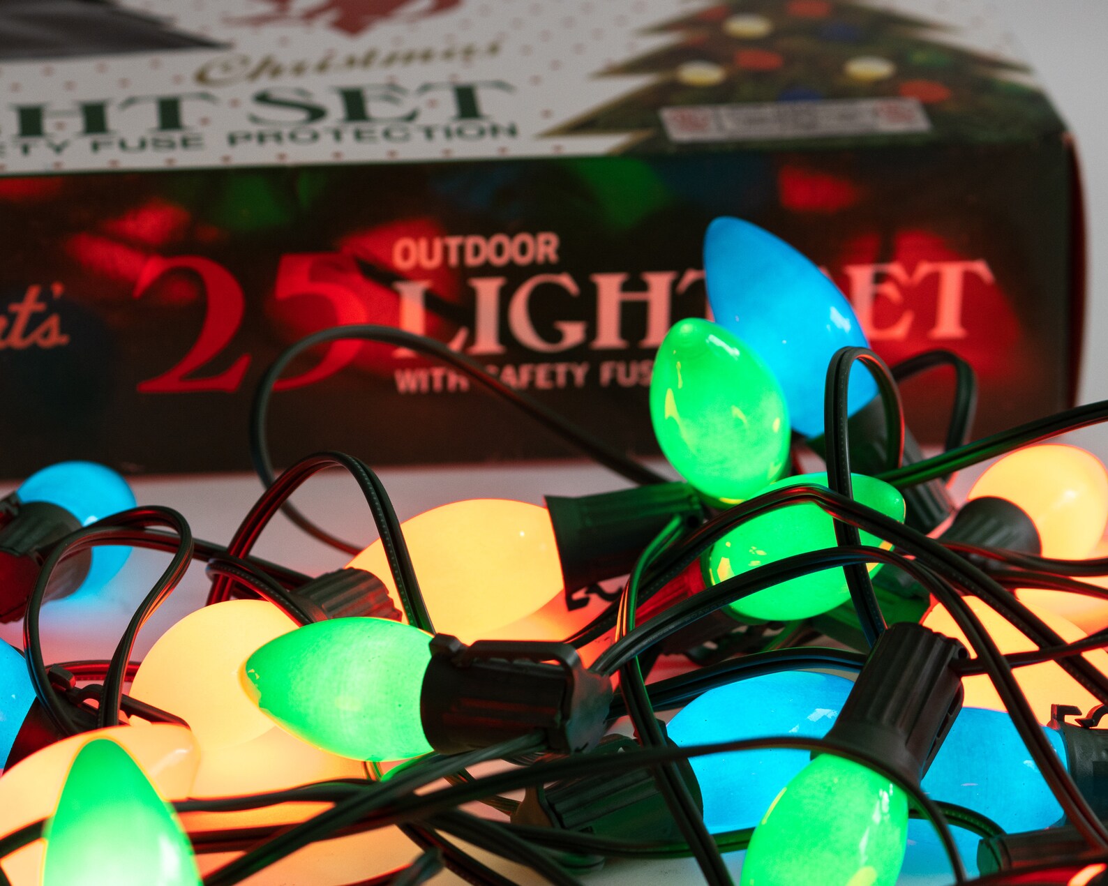 Vintage Outdoor Christmas Light Set String of 25 C9 Bulbs Etsy