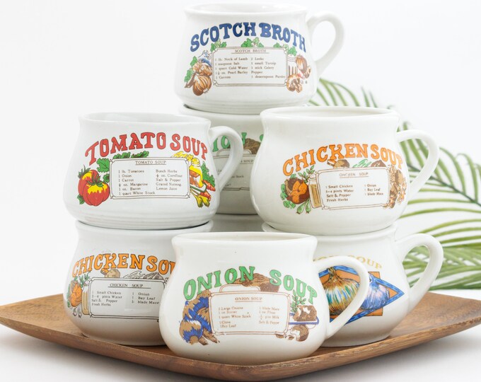 Single Vintage Soup Mug Soup Recipe Mug Sold Individually Etsy