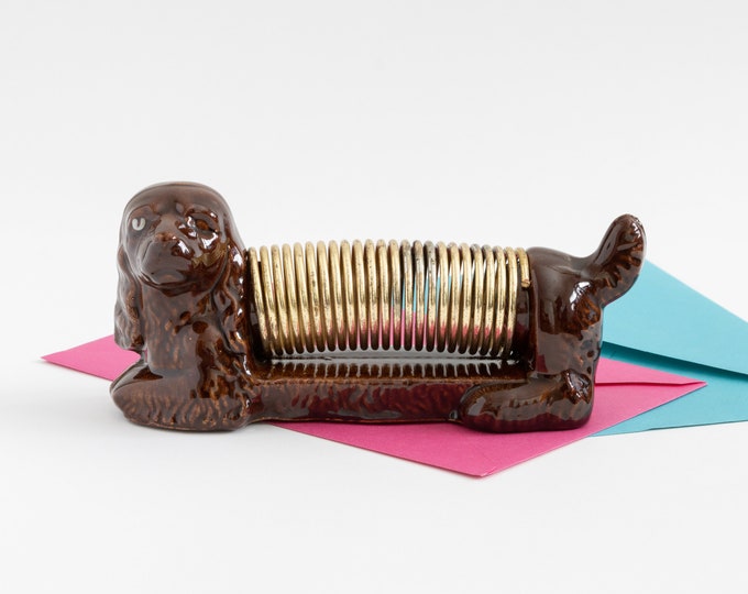 Vintage Dog Letter Holder | Miramar Dachshund Spring Letter Holder