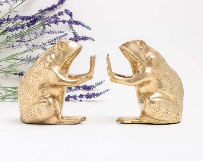 Vintage Brass Frog Bookends Set of 2 Etsy