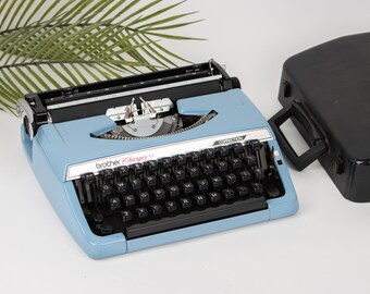 Vintage Blue Typewriter | Brother Charger 11 Correction Typewriter with Case | WORKING
