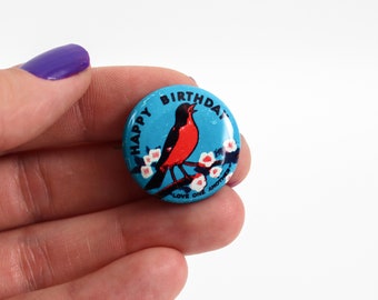 Vintage 'Happy Birthday' Pin Back Button