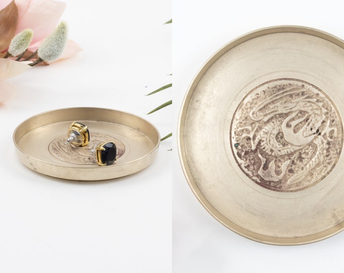 Small Brass Trinket Dish with Dragon