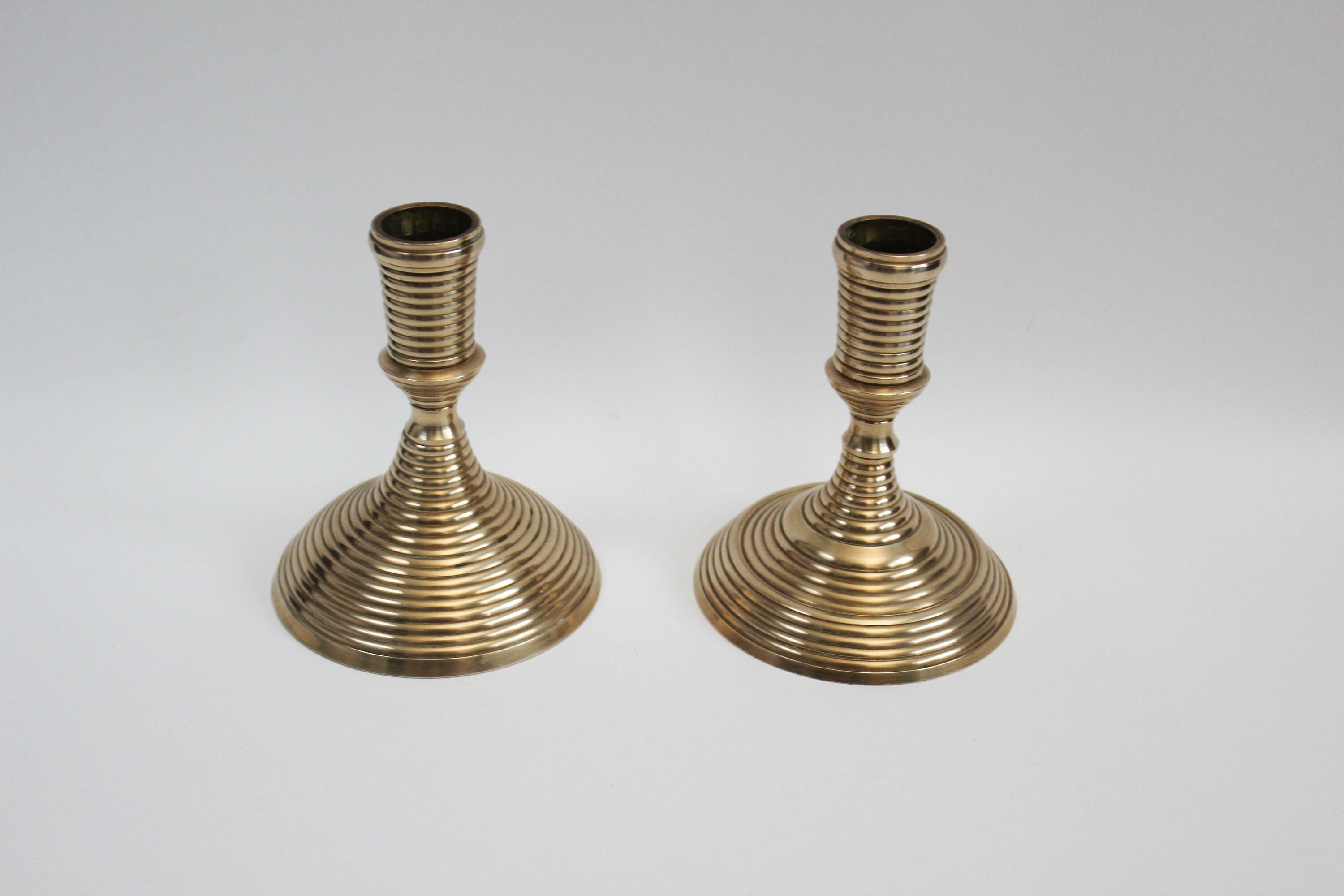 Pair of Vintage Brass Candle Holders for Taper Candles Mismatched