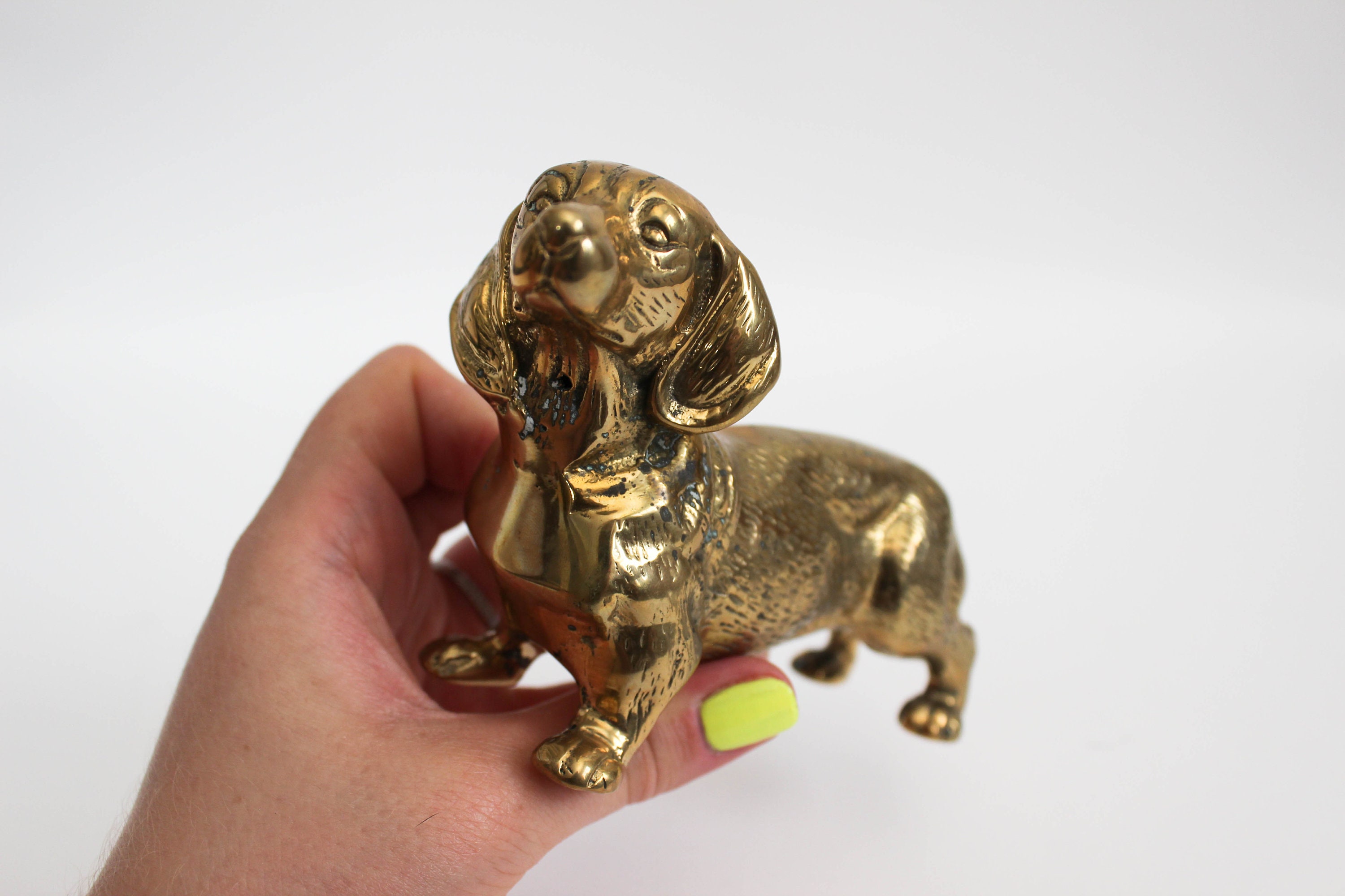 Vintage Brass Dachshund Figurine Brass Paperweight