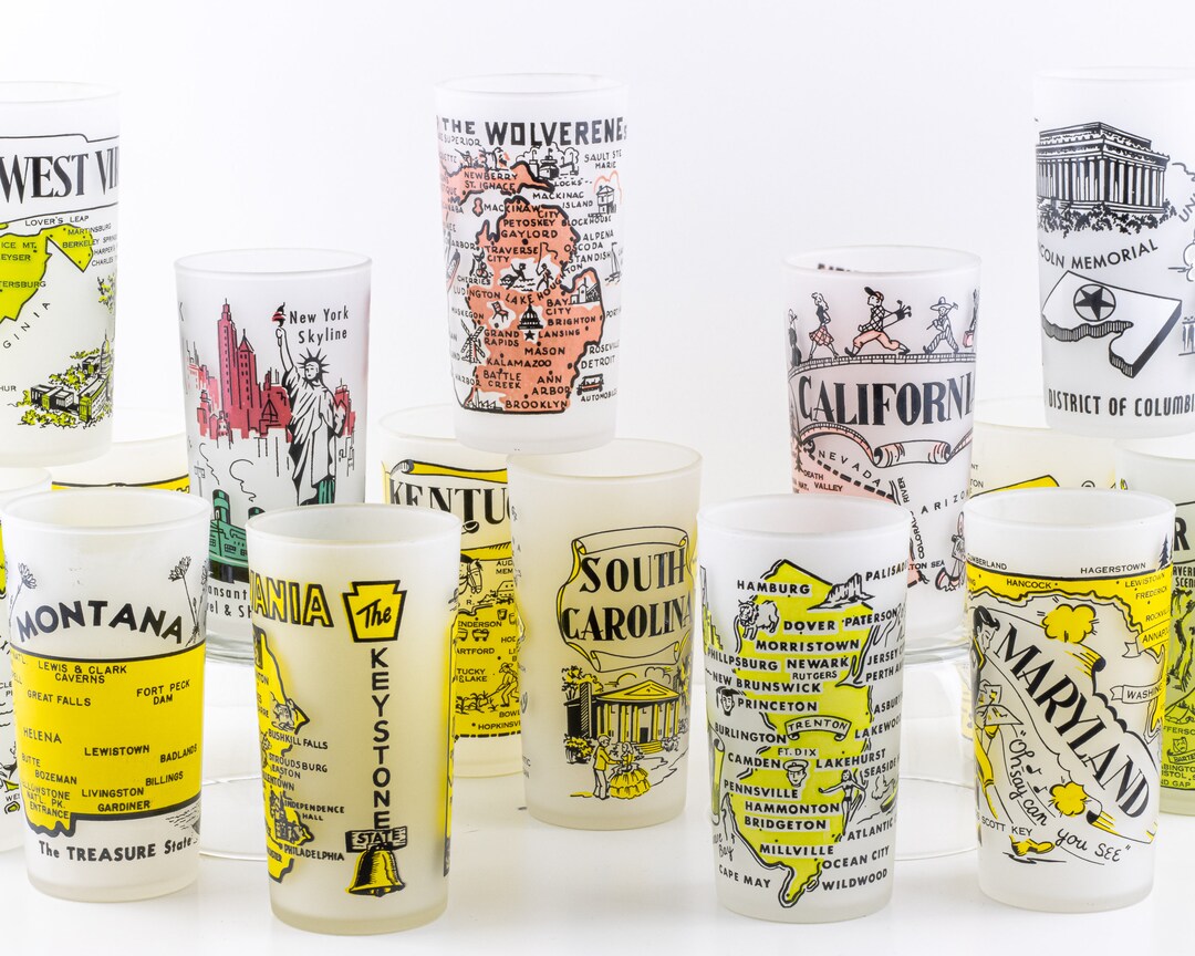 Vintage State Souvenir Glasses Hazel Atlas State Glasses Etsy