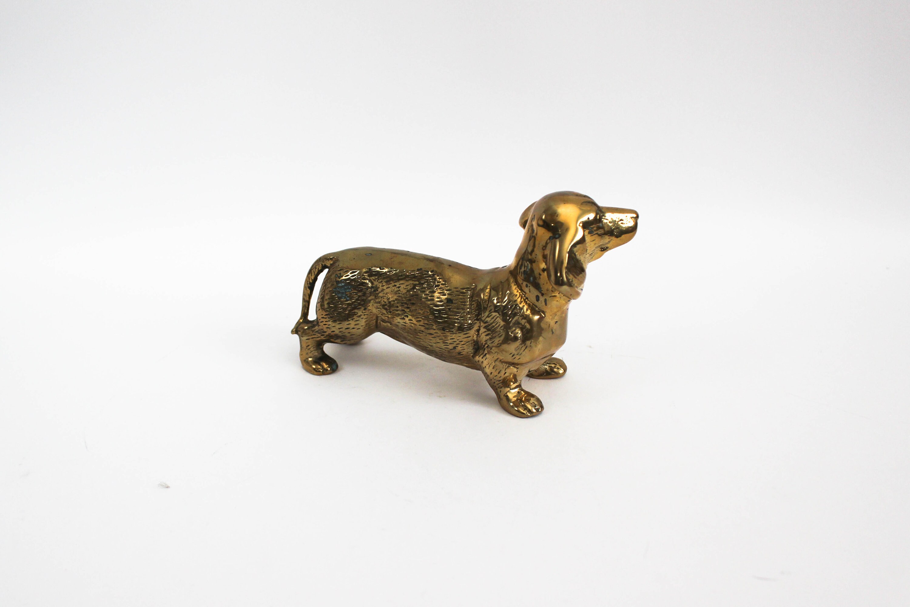 Vintage Brass Dachshund Figurine Brass Paperweight