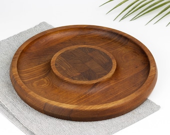 Vintage Dansk Cheese Board | Teak End Grain Round Charcuterie Platter