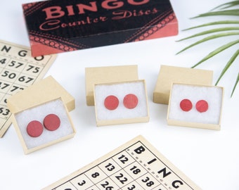 Handmade Bingo Marker Wood Stud Earrings | Hypoallergenic Earrings Made with Surgical Stainless Steel | Pick a Size