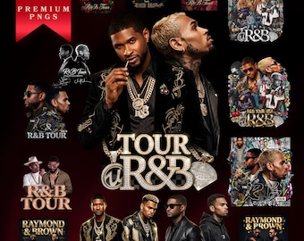 Bundle 14 Premium PNG, Chris Brown Usher Raymond R & B TOUR PNG-Datei, Chris Brown und Usher Raymond Tshirt Design Digitaler Download