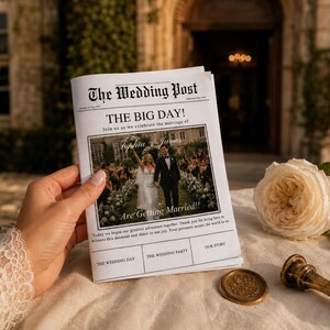 Custom Newspaper Wedding Program Template, Manor Bridgerton Style (Digital Download)