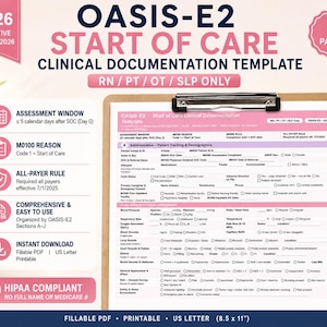 OASIS-E Fältdokumentationsblad för vårdstart | Hemsjuksköterskas SOC-fuskblad (utskrivbart)
