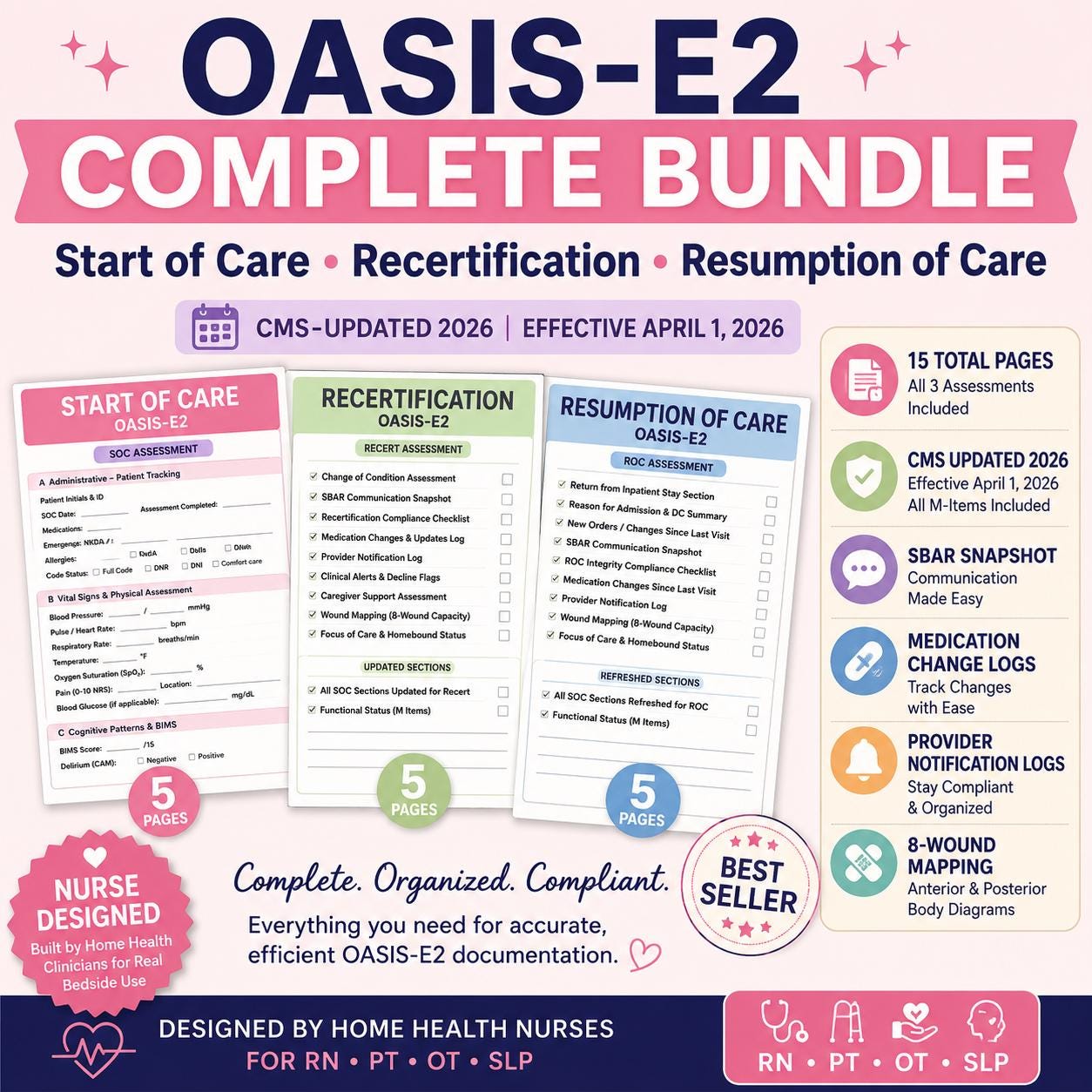 OASIS-E2 Bundle: SOC, Recertification, Roc Forms (CMS Updated 2026)