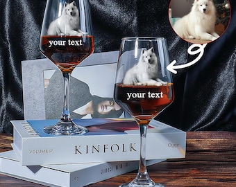 Custom Etched Photo Wine Glass | Personalized Portrait | Valentines Birthday Wedding Anniversary Christmas Gift for Parents