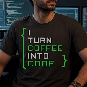 Grappig shirt voor softwareontwikkelaar, T-shirt codering humor, cadeau programmeur, ik verander koffie in code, T-shirt software-ingenieur, shirt codering Life