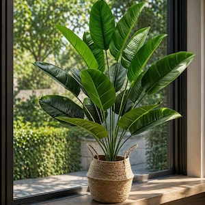 Artificial Traveler’s Palm Tree, Fake Banana Leaf Plant, Luxury Living Room Decor (without Pot)