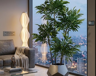 Palmier de bambou réaliste - Arbre de décoration de bureau tropical moderne - Plante de sol d'intérieur en palmier roseau
