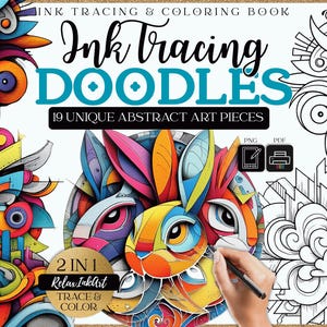 Libro de colorear y calcar al revés para adultos, dibujos abstractos imprimibles y digitales: 19 páginas para calcar y colorear.