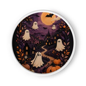 Halloween Wall Clock: Ghosts, Huts, and Pumpkins