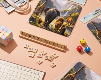 Wildlife Safari Animals Desk Mat, Peaceful Forest Scene Mouse Pad