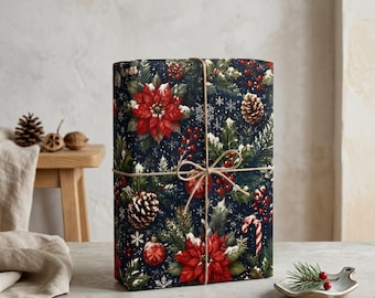 Stylish Botanical Christmas Gift Wrap - Pine Cone, Mistletoe, and Winter Theme
