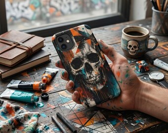 Tough Skull iPhone Case, Gothic Grunge Abstract Art Cover