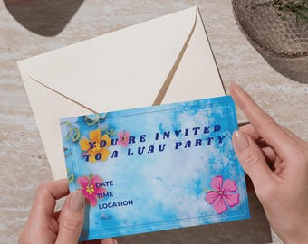 Invitación para fiesta Luau, invitación hawaiana tropical editable (descarga instantánea)