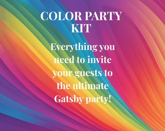 Kit para fiesta de colores / Planificador arcoíris, invitación, juego de pintura (descarga digital)