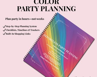 Planificador de fiestas temáticas de colores / Kit de planificación de cumpleaños con temática arcoíris (Descarga en PDF)