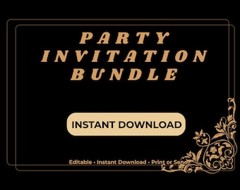 Paquete de invitaciones para fiestas al estilo Gatsby / Años Veinte Art Déco (Descarga instantánea)