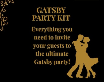 Kit para fiesta estilo Gatsby / Planificador de los años 20, invitación, juego de pintura (descarga digital)