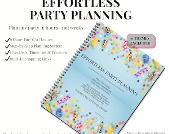 Paquete imprimible de planificador de fiestas coloridas / Sistema de planificación de fiestas temáticas, organizador de cumpleaños y lista de verificación en PDF