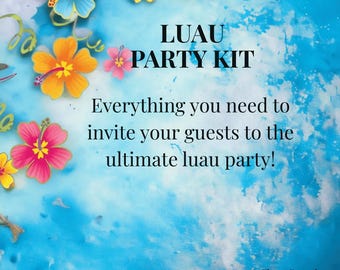 Kit para fiesta Luau / Paquete de invitaciones tropicales hawaianas (descarga digital) / Lista de verificación gratuita