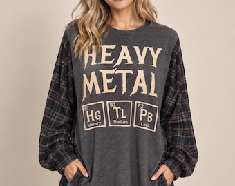 Upcycled heavy metal graphic flannel