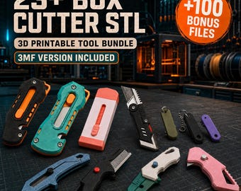 Box Cutter STL & 3MF Bundle: 23+ Retractable Designs + 100 Bonus Files