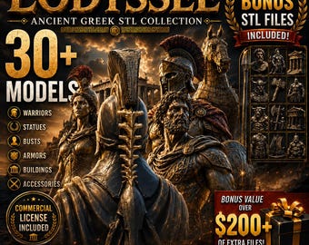 30+ The Odyssey STL Bundle | Ancient Greek Warriors, Statues, Busts, Armor, Temples & Greek Mythology 3D Print Files