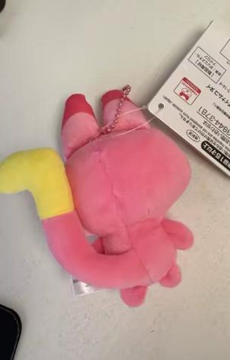 Rosa Tamagotchi Paradise plyschnyckelring | Bandai kaninfigur plysch | Kawaii samlarleksak virtuellt husdjur present 10 cm bild 3