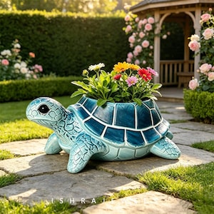 Sea Turtle Resin Planter, Animal Shaped Flower Pot, Outdoor Garden Patio Decor Succulent Pot, Courtyard Landscape Ornament Gift
